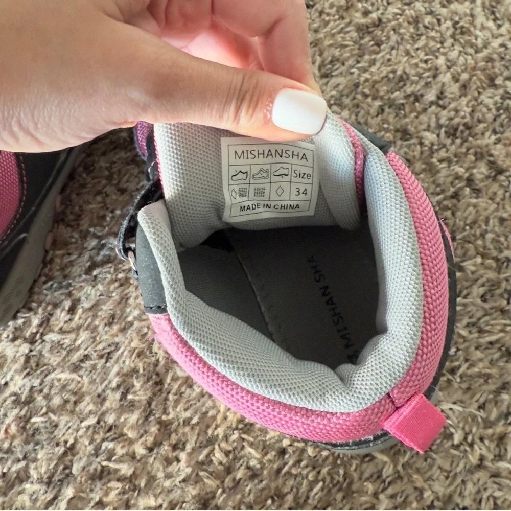 Mishansha Kids' Pink and Gray Boots Size 2.5